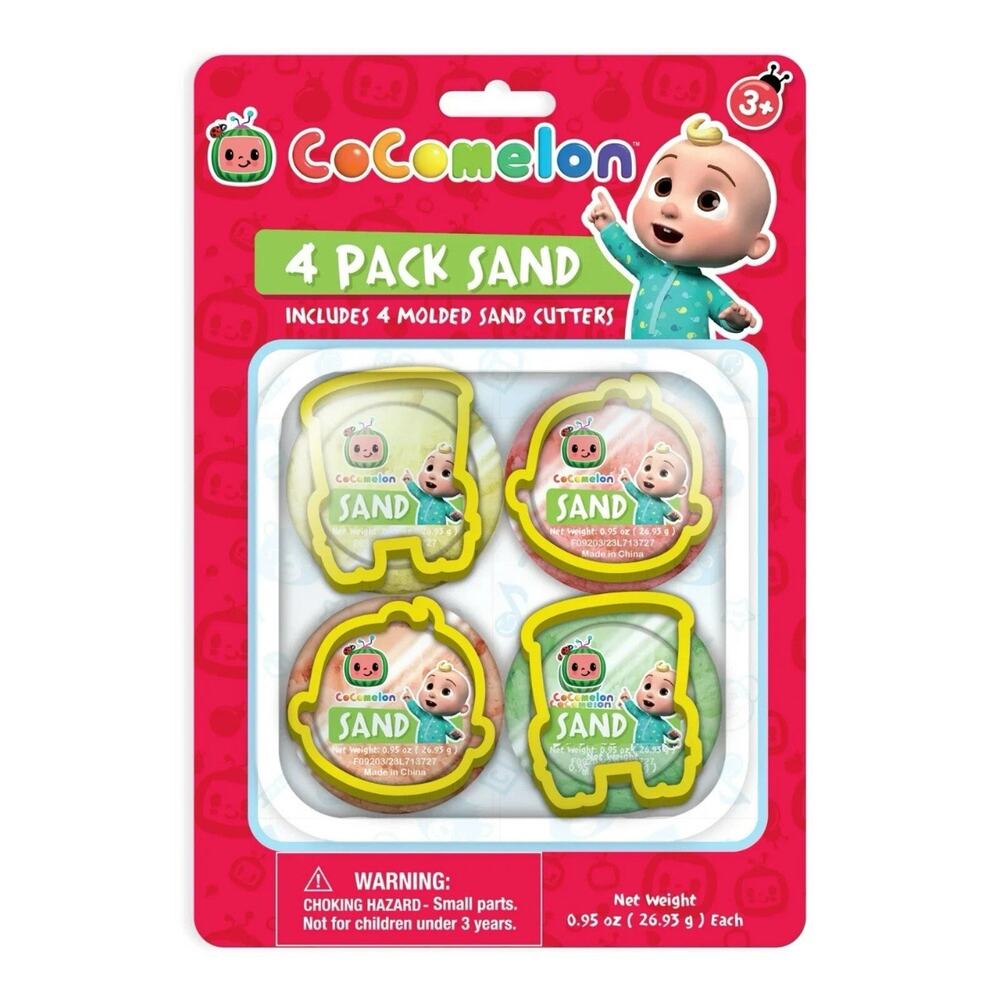 CoComelon 4 Pack Play Sand 4 Molded Sand Cutters Creative Toy Party Gift